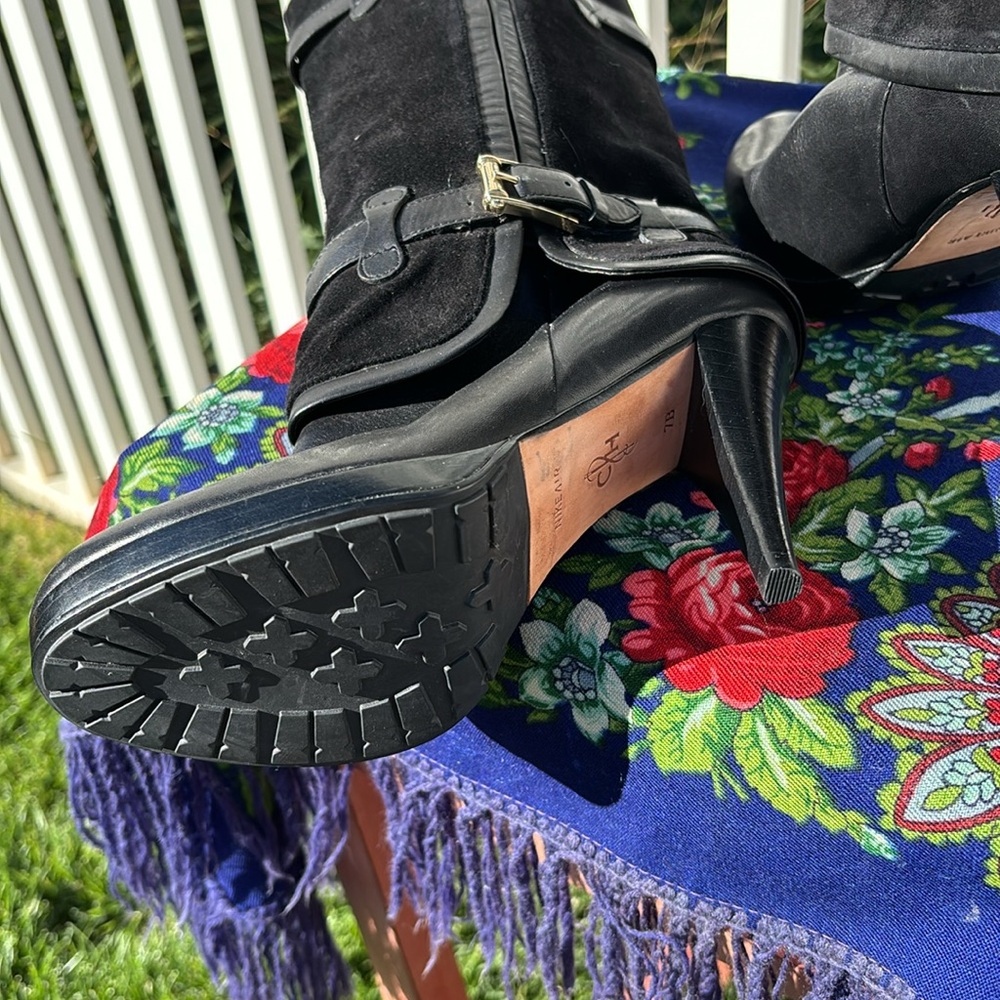 Cole Haan Nike Air Black Leather and Suede Size 7 Heeled Boots - Picture 5 of 8
